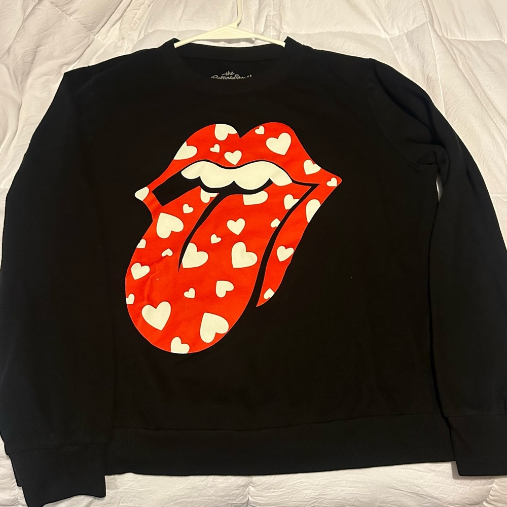 the Rolling Stones Black Sweater with Red Graphic Design